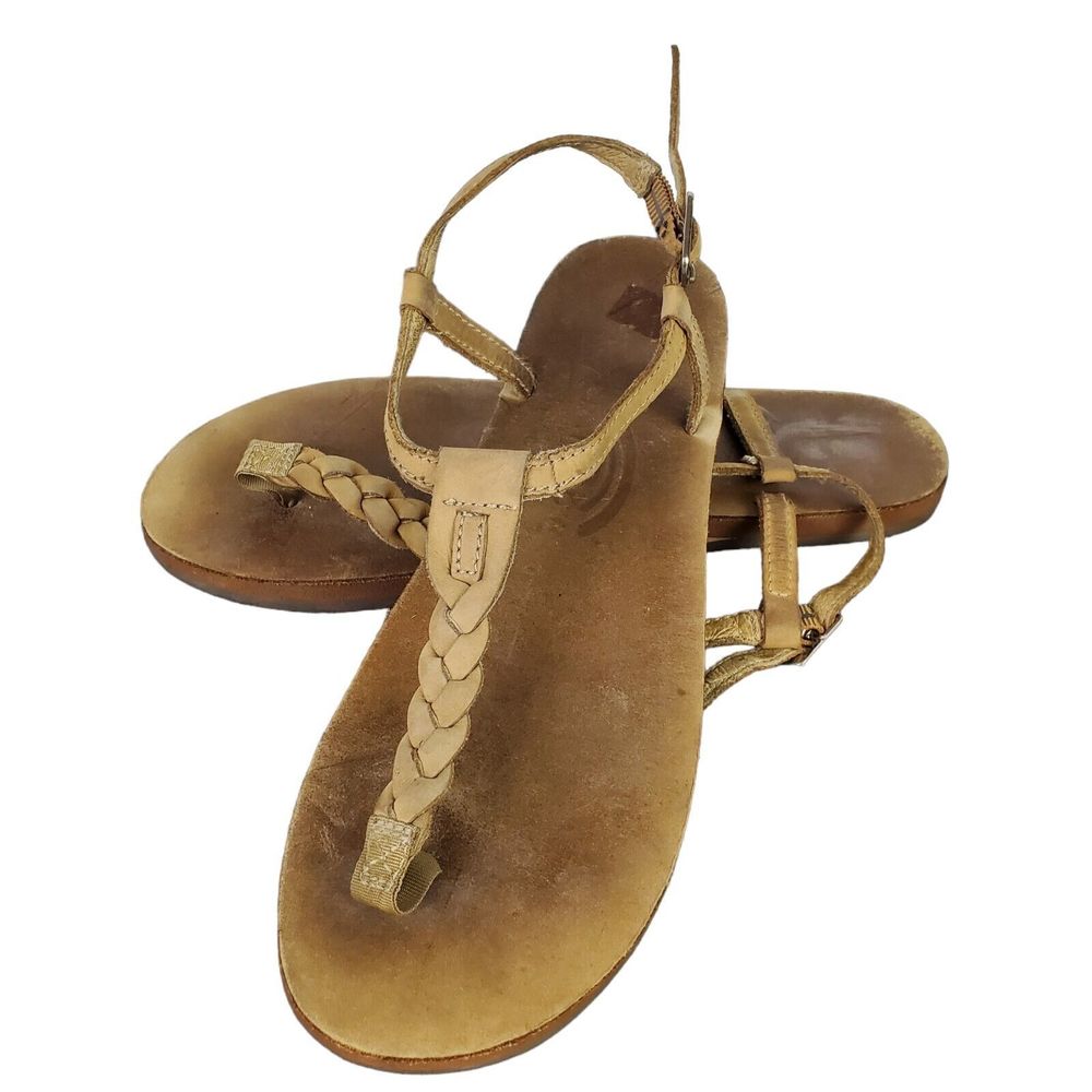 Rainbow Women's Tan Braided Thong T Strap Sandals Sz L 7.5 - 8.5